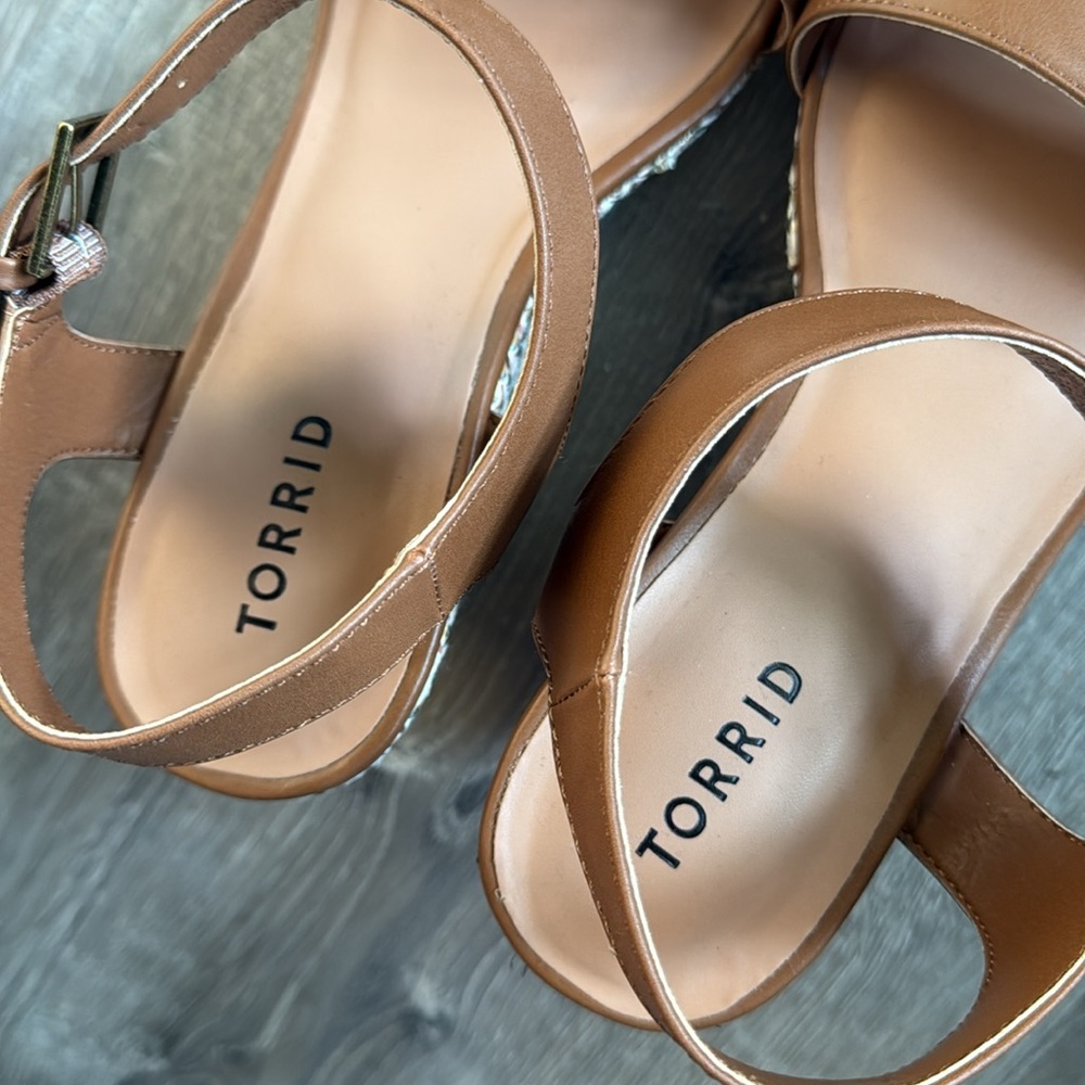 TORRID Brown Dual Strap Multi Colored Espadrille Wedge Sandals NWT - Picture 5 of 8